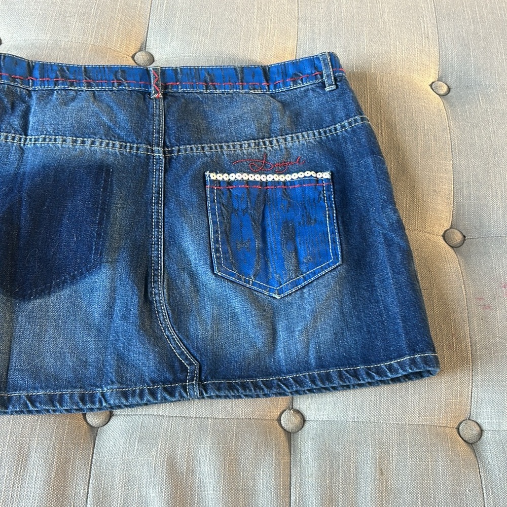 NWT Desigual‎ Criss Cross Denim Skirt with Embellishments Size 38 - Picture 7 of 7